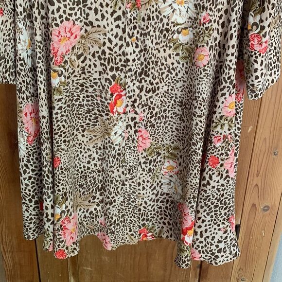 Nanette Lepore leopard floral print long sleeve flared dress - Picture 5 of 12